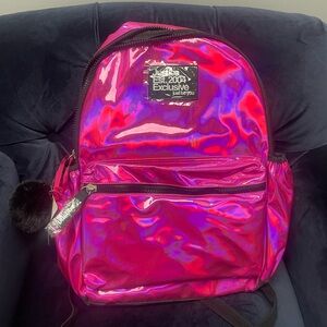 Justice Bookbag Backpack HOT PINK METALLIC VERY SHINY 🩷